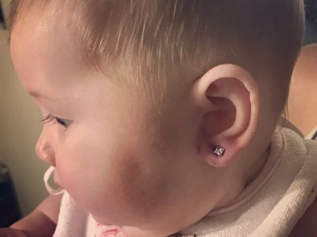 baby ear lobe piercing