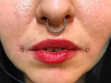dahlia and septum piercing