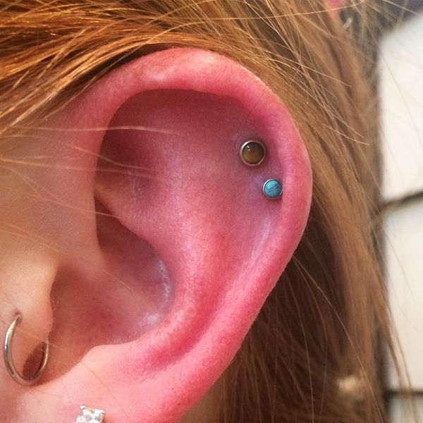 double cartilage piercing hoops