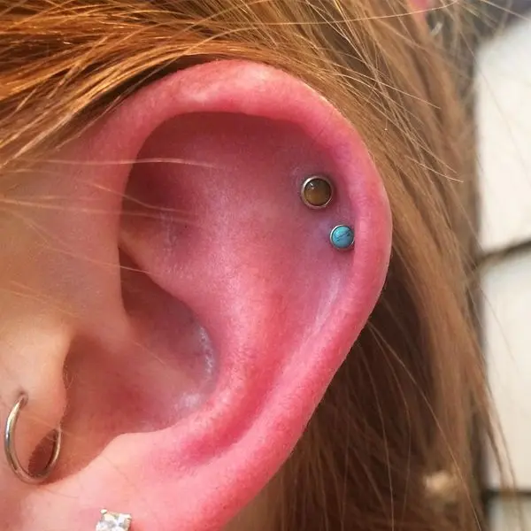 double cartilage piercing hoops