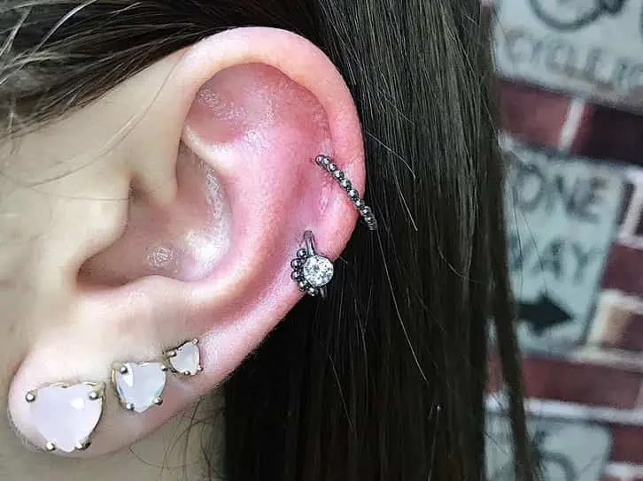 double ear helix piercing