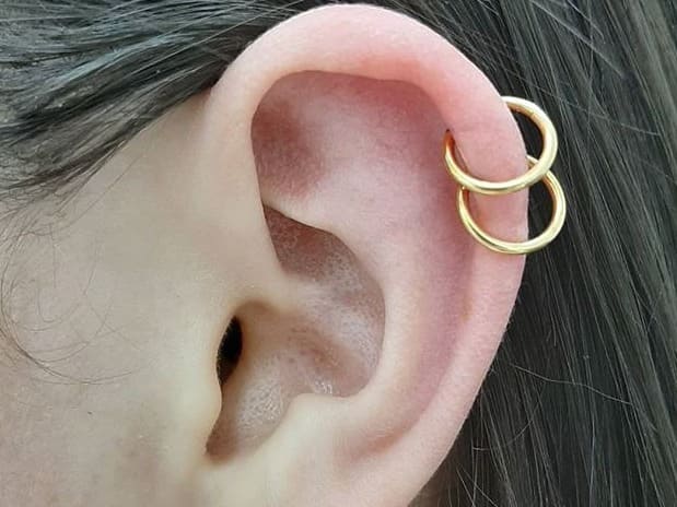 double cartilage piercing gold rings