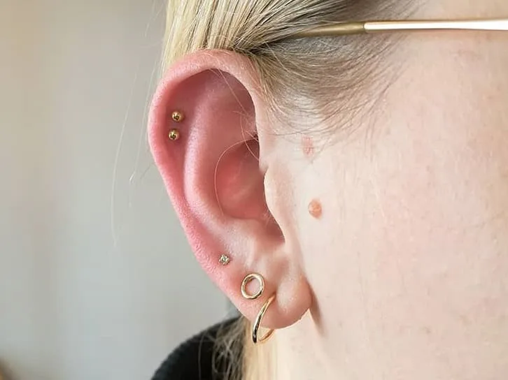 double helix piercing on small ear