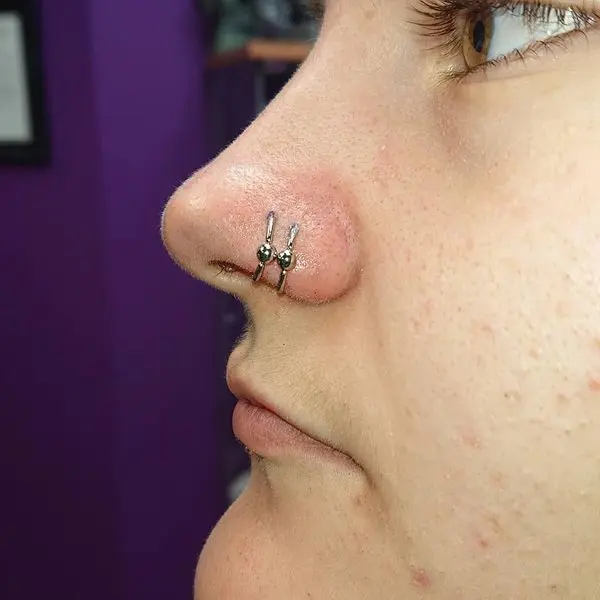 double hoop nostril piercing