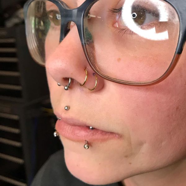 double nose piercing and septum