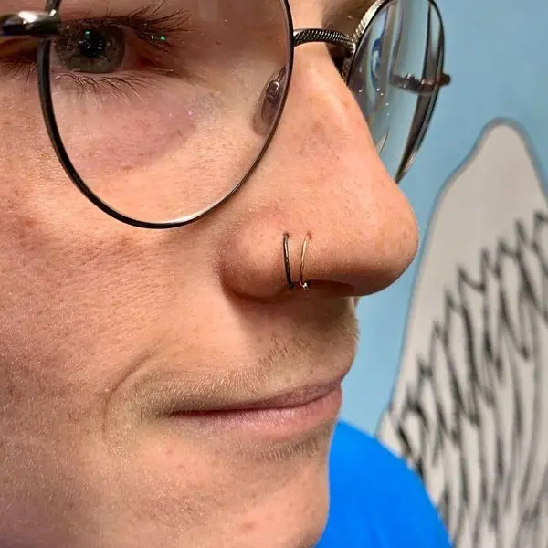 double nose ring for single piercing
