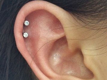 healing double cartilage piercing