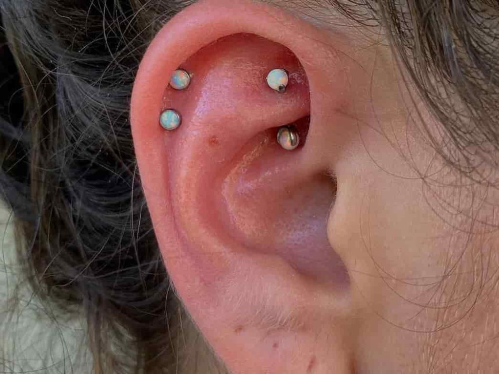 infected helix piercing