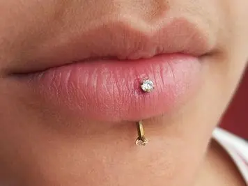 labret piercing gold jewelry