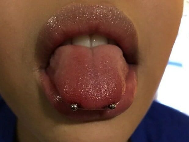 tip of tongue piercing