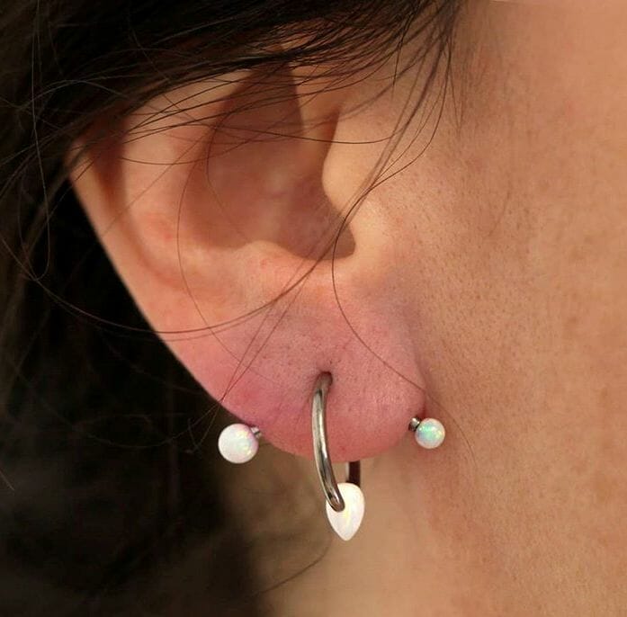 transverse earlobe piercing jewelry