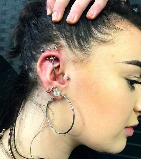 trident piercing on small ear